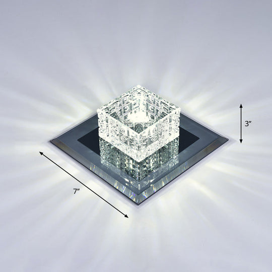 Modern Crystal Led Ceiling Light With Square Shade For Corridors Black / 7 White