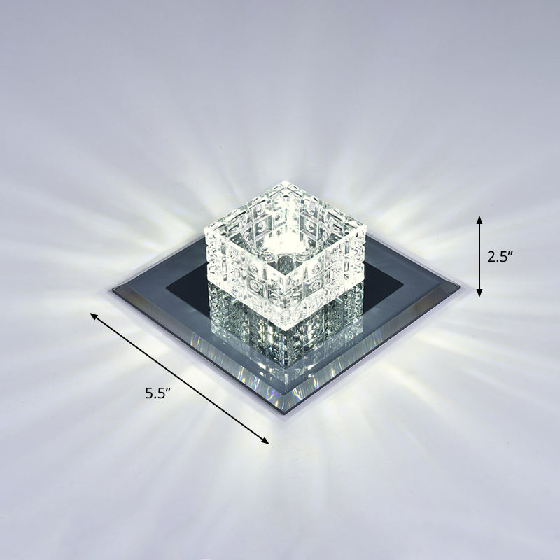 Modern Crystal Led Ceiling Light With Square Shade For Corridors Black / 5.5 White