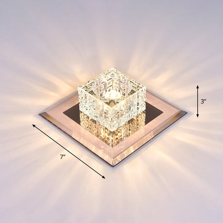 Modern Crystal Led Ceiling Light With Square Shade For Corridors Tan / 7 Warm