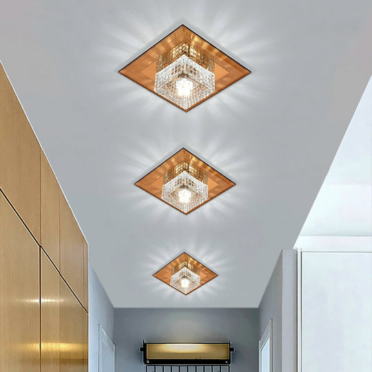 Clear Crystal Passage Led Flush Mount Ceiling Light - Simple & Sleek Design