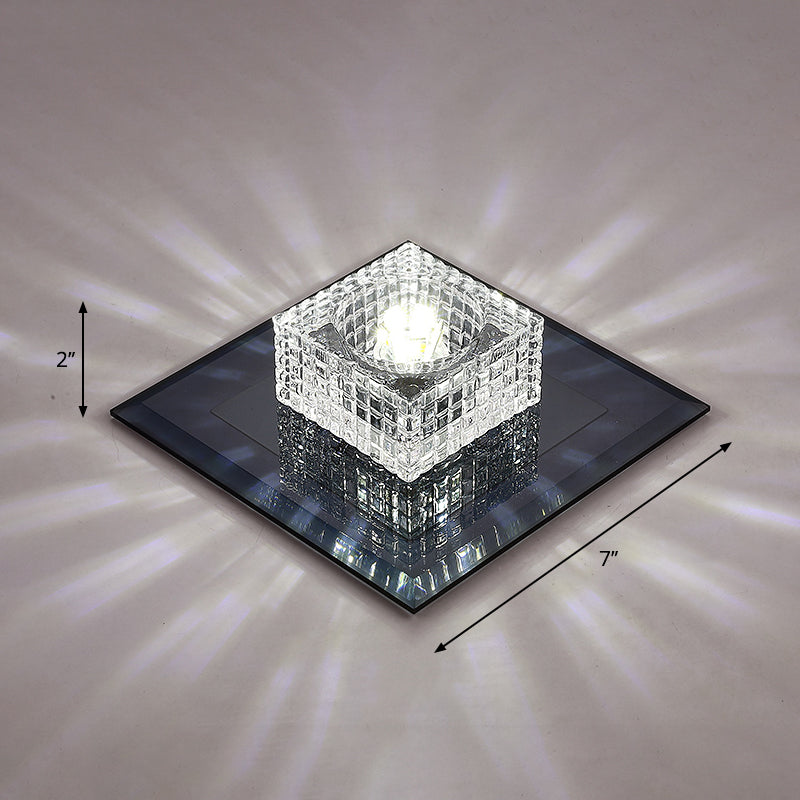 Clear Crystal Passage Led Flush Mount Ceiling Light - Simple & Sleek Design Black / White