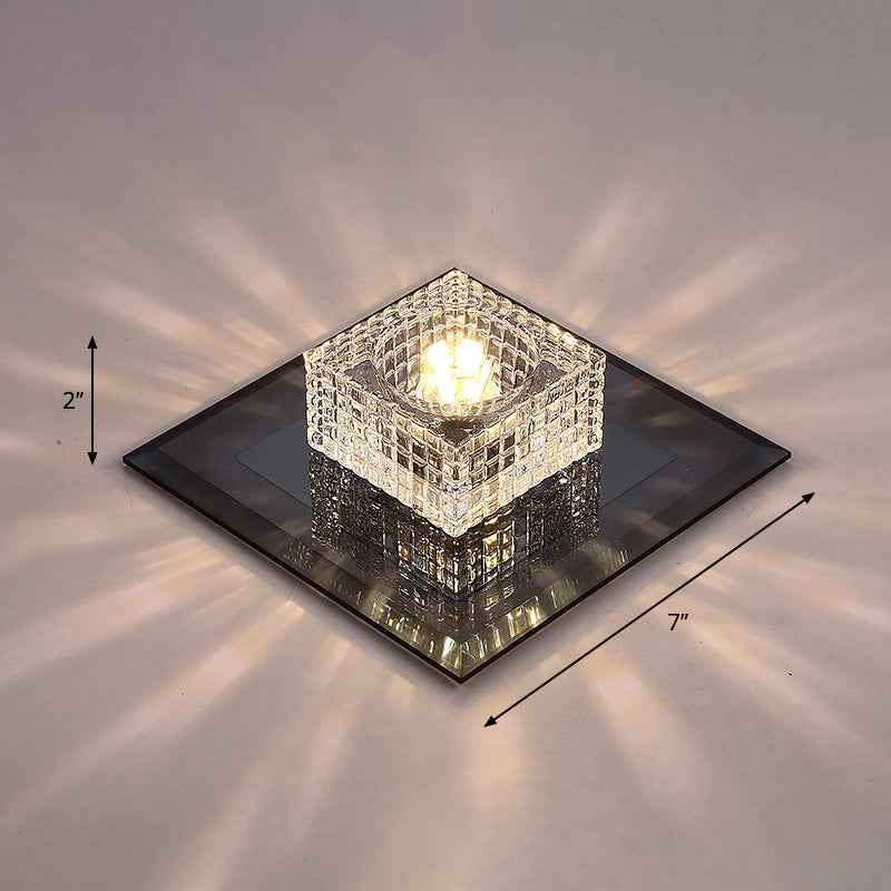 Clear Crystal Passage Led Flush Mount Ceiling Light - Simple & Sleek Design Black / Warm