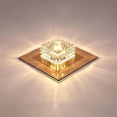 Minimalist Led Crystal Flush Mount For Corridor Lighting Tan / Warm