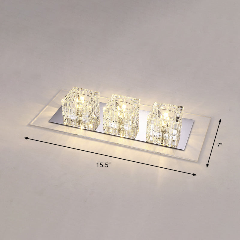 Contemporary Crystal Block Led Flush Mount Ceiling Light With Clear Corridor Illumination 3 / Warm