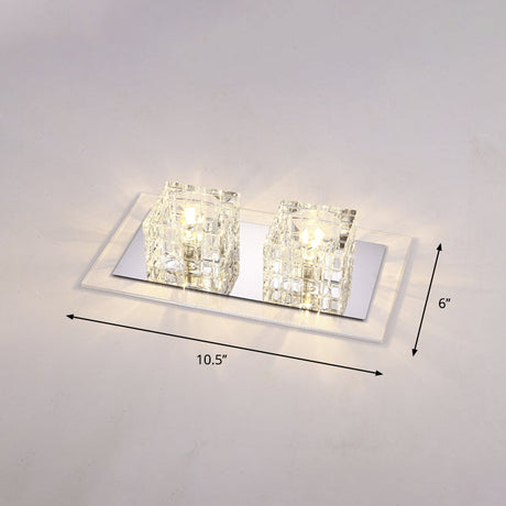 Contemporary Crystal Block Led Flush Mount Ceiling Light With Clear Corridor Illumination 2 / Warm