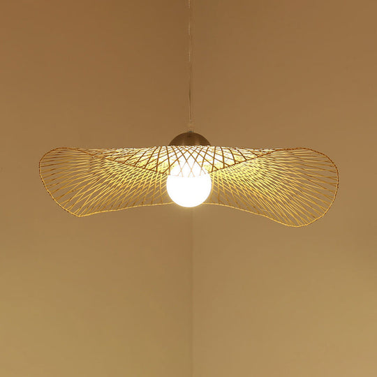 Modern Lotus Leaf Bamboo Ceiling Light - Restaurant Pendant Lighting Wood / 25.5 B