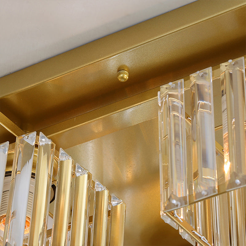Modern Black/Gold Cubic Flush Mount Crystal Ceiling Lighting - 4/6/8 Lights For A Stylish Living