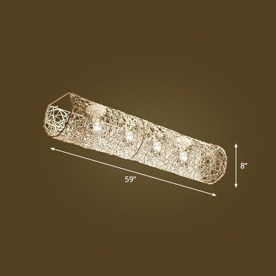 Simplicity Rattan Flush Mount Ceiling Light - Cylindrical Restaurant Lighting 4 / White