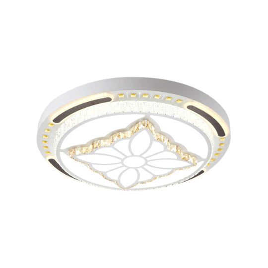 Contemporary Led Crystal Shaded Flush Ceiling Light - 23.5’/31.5’ W White