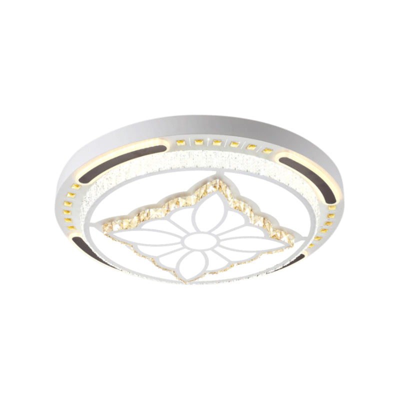 Contemporary Led Crystal Shaded Flush Ceiling Light - 23.5/31.5 W White