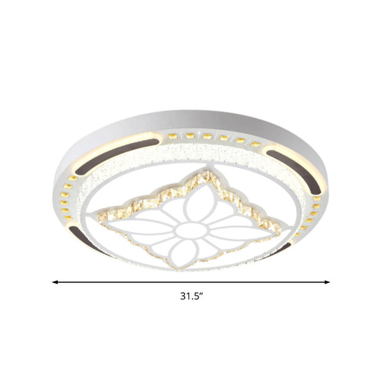 Contemporary Led Crystal Shaded Flush Ceiling Light - 23.5’/31.5’ W White