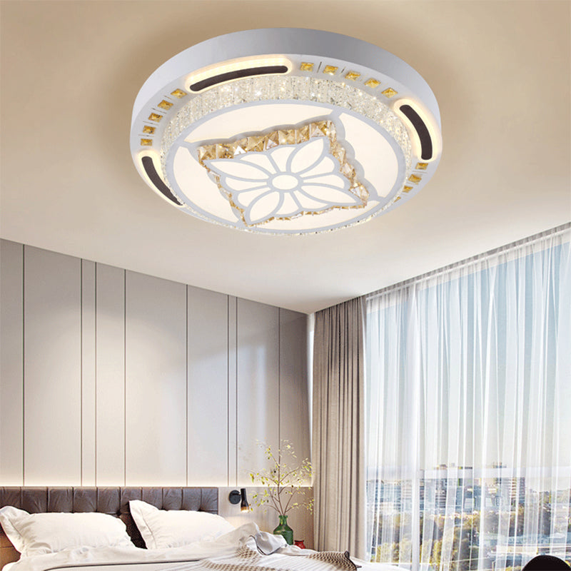 Contemporary Led Crystal Shaded Flush Ceiling Light - 23.5/31.5 W White / 23.5