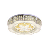 23.5/31.5 Wide Crystal Flush Light Led Ceiling Fixture - Simple Flower Design In Chrome Ideal For