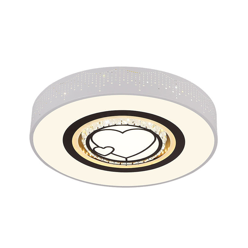 Minimalistic Acrylic Flush Mount Led Ceiling Light For White Bedroom With Crystal Drops & Choice Of