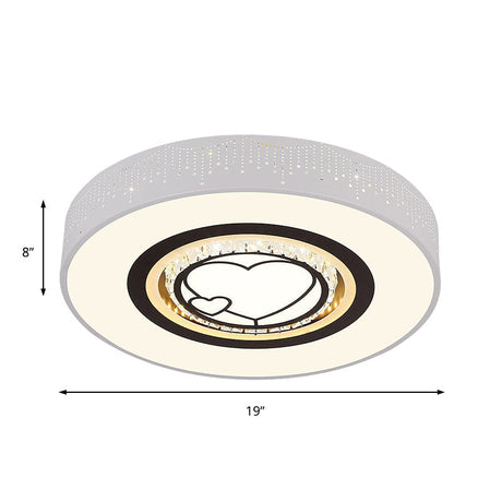 Minimalistic Acrylic Flush Mount Led Ceiling Light For White Bedroom With Crystal Drops & Choice Of