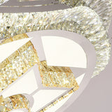 Modern Led Crystal Dome Flush Mount Ceiling Light In Chrome With Star/Gyro Pattern For Living Room -