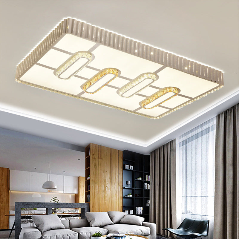 Modern Led Crystal Ceiling Flush Mount Lamp With Multi-Pattern Design