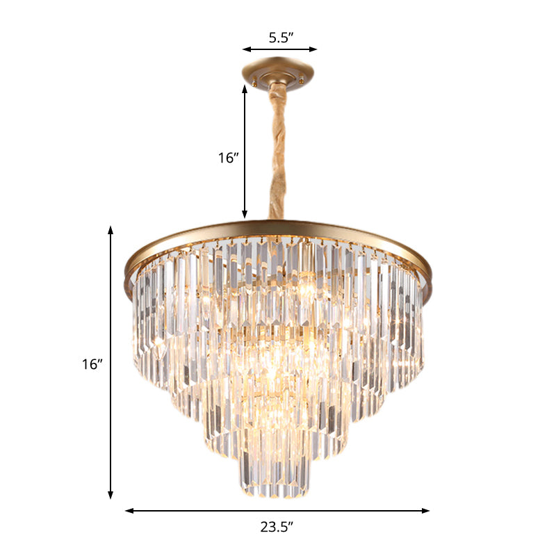 Minimalist Crystal Pendant Chandelier - Black/Gold Adjustable & 6/9/15-Light Options