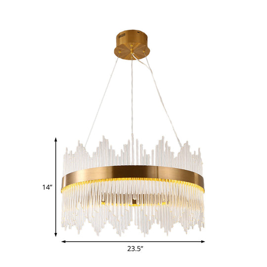 Modern Crystal Wavy Icicle Chandelier Lamp - Adjustable Length Led Gold Ceiling Light Fixture