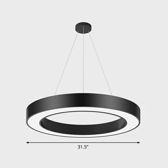 Geometric Led Ceiling Light: Modern Acrylic Office Chandelier - Black / 31.5’’ Round