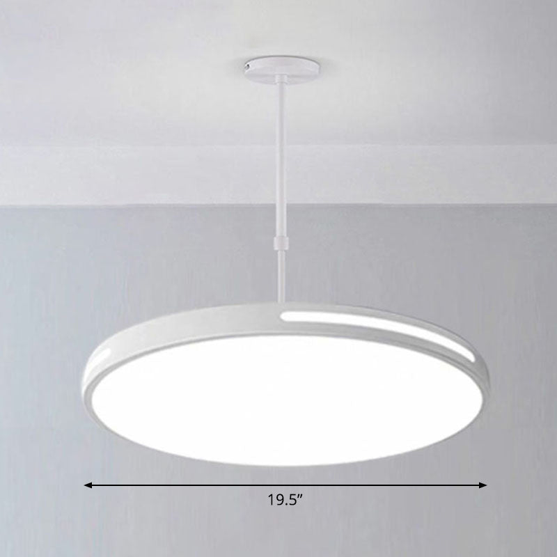 Sleek Led Pendant Chandelier - Circular Acrylic Meeting Room Light Fixture White / 19.5’