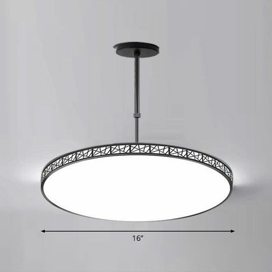 Modern Metallic Hollow-Carved Led Chandelier For Conference Room Lighting Black / 16 Third Gear