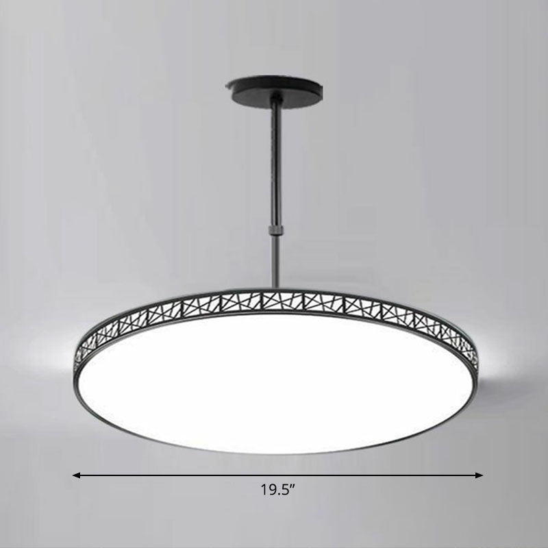 Modern Metallic Hollow-Carved Led Chandelier For Conference Room Lighting Black / 19.5 Third Gear