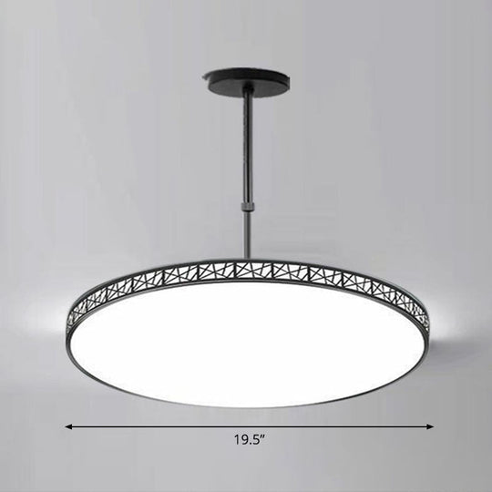 Modern Metallic Hollow-Carved Led Chandelier For Conference Room Lighting Black / 19.5 Third Gear