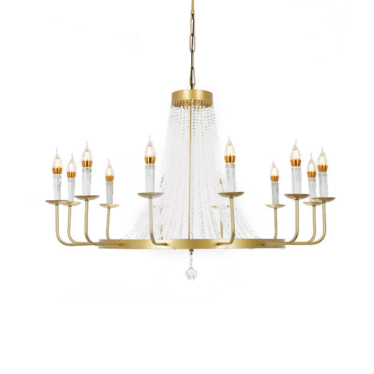 Stunning Crystal Tassel Chandelier Pendant - 5/8/12 Lights Hangs From Ceiling Brass Finish