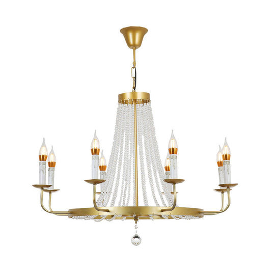 Stunning Crystal Tassel Chandelier Pendant - 5/8/12 Lights Hangs From Ceiling Brass Finish