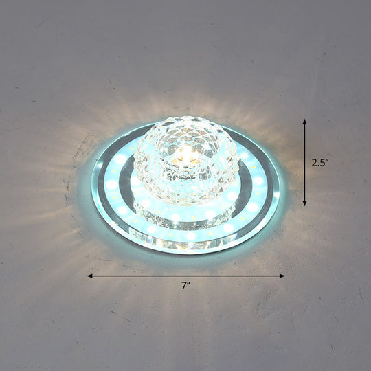 Geometric Passage Led Flush Mount Crystal Block Ceiling Light Clear / White Round