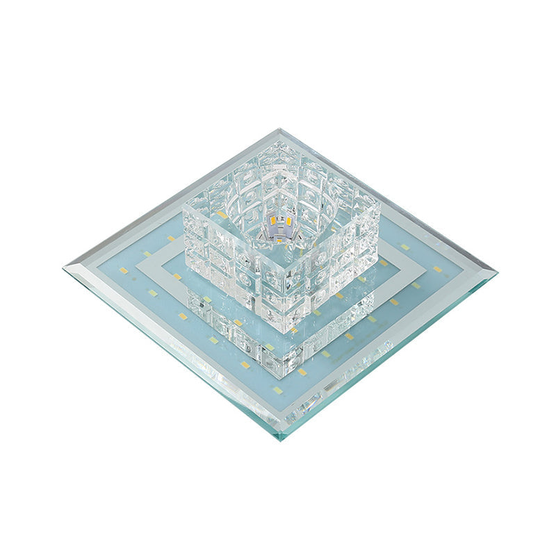 Geometric Passage Led Flush Mount Crystal Block Ceiling Light