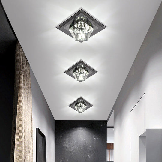 Modern Gemstone Ceiling Light With Crystal Accents And Led Lighting For Corridors
