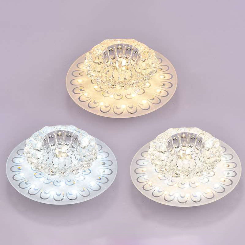 Contemporary Crystal Clear Led Flush Ceiling Light For Entryway - Blossom Mount / Third Gear