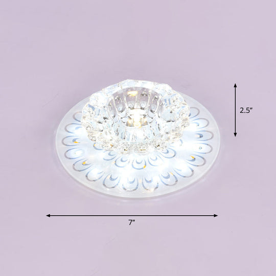Contemporary Crystal Clear Led Flush Ceiling Light For Entryway - Blossom Mount