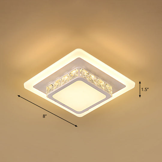 Mini Led Crystal Flush Mount Light For Elegant Corridors - Simplicity In Ceiling Lighting White /