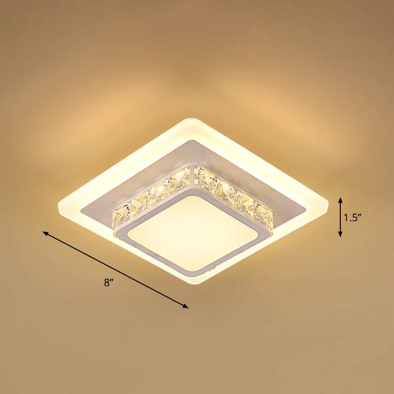 Mini Led Crystal Flush Mount Light For Elegant Corridors - Simplicity In Ceiling Lighting White /