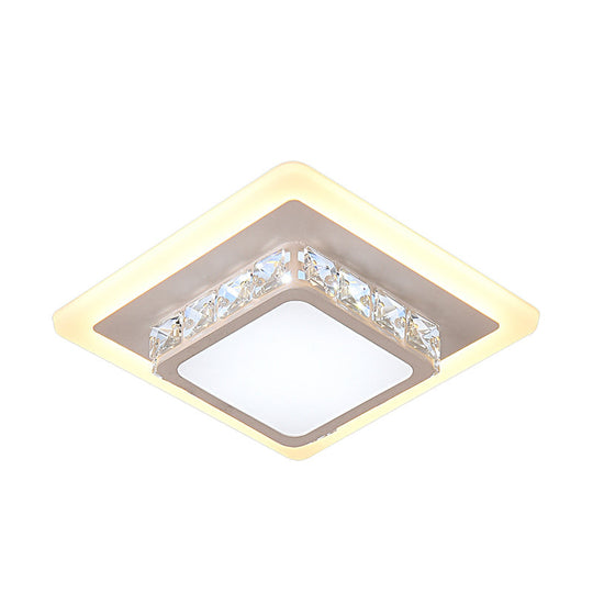 Mini Led Crystal Flush Mount Light For Elegant Corridors - Simplicity In Ceiling Lighting