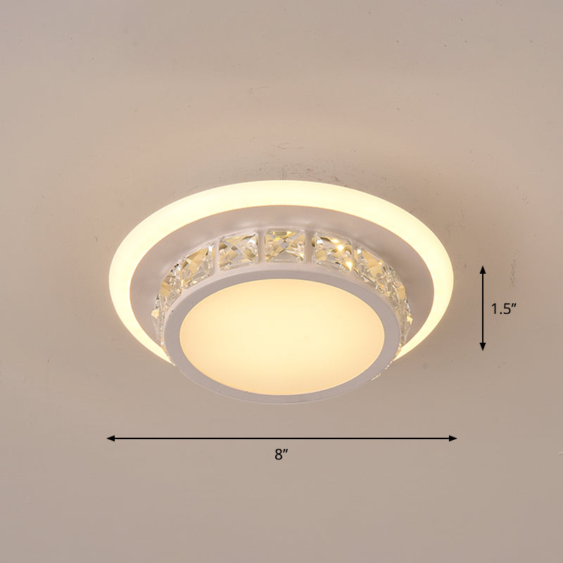 Mini Led Crystal Flush Mount Light For Elegant Corridors - Simplicity In Ceiling Lighting White /