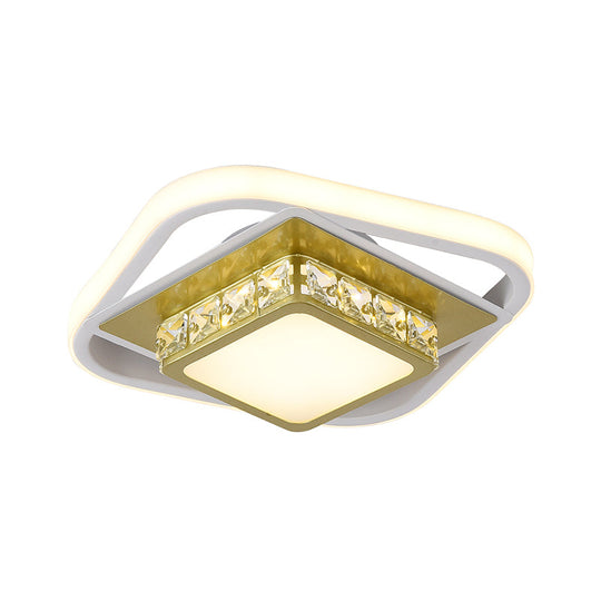 Acrylic Led Flush Ceiling Light: Square Nordic Style With Crystal Accent Ideal For Entryways
