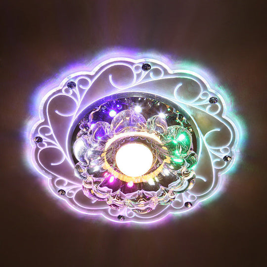Minimalist Crystal Entryway Led Flush Mount Blossom Lighting In Clear / Multi Color