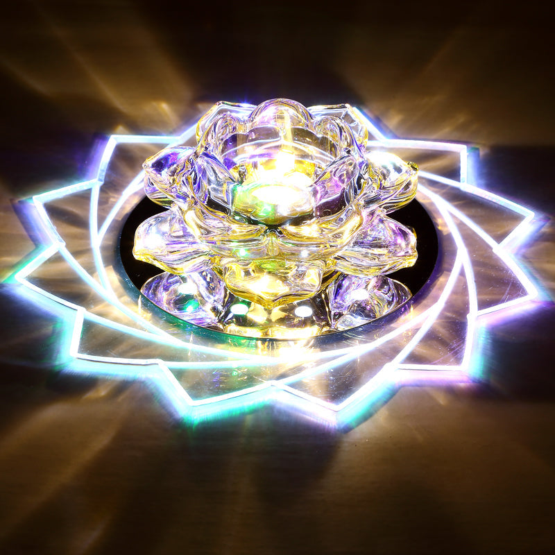 Clear Crystal Led Flush Mount Ceiling Light - Modern Hallway Lighting / Multi Color