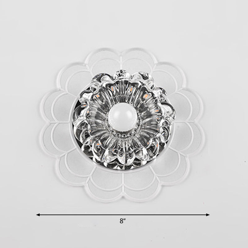 Led Crystal Corridor Ceiling Light - Flower Shade Flush Mount