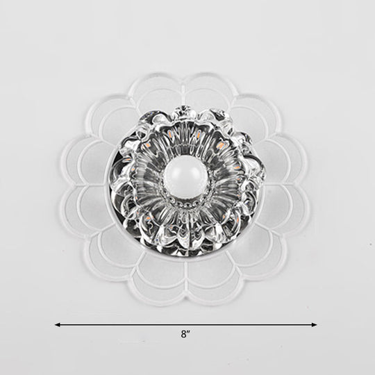Led Crystal Corridor Ceiling Light - Flower Shade Flush Mount