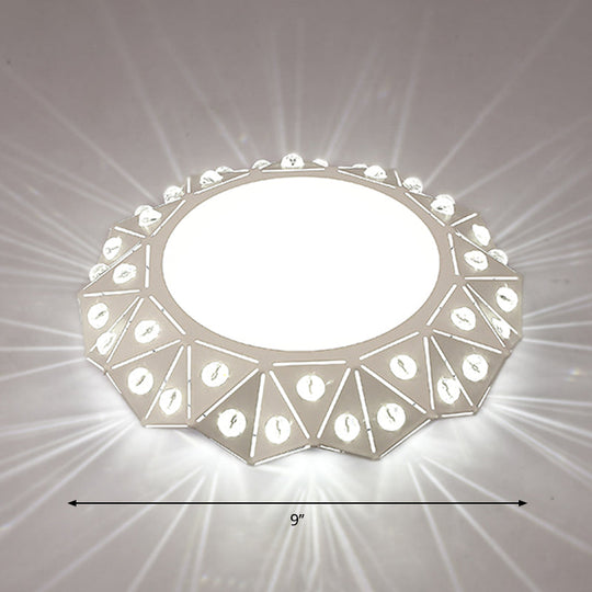 Modern Acrylic Led Ceiling Light In White For Foyer - Flush Mount Fixture /