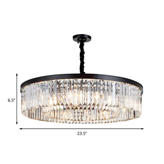 Modern Round Crystal Chandelier - Black Flush Mount Light Multiple Sizes And Options Available