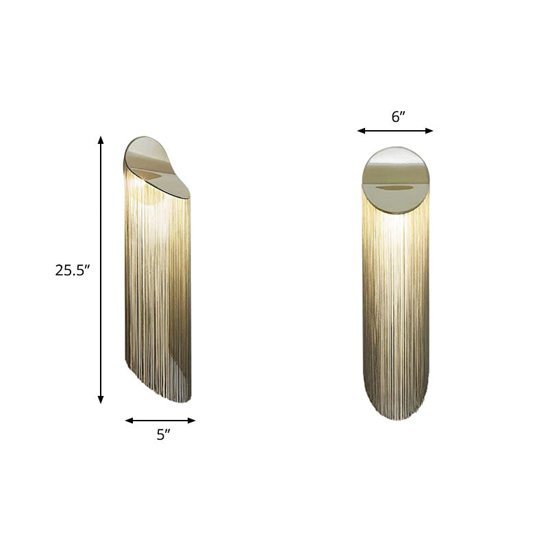 Postmodern Gold Fringed Wall Light Fixture: Single-Bulb Bedside Mounted Lamp