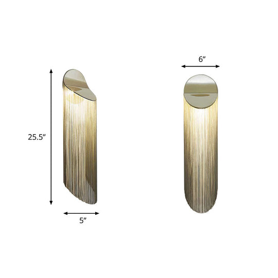 Postmodern Gold Fringed Wall Light Fixture: Single-Bulb Bedside Mounted Lamp