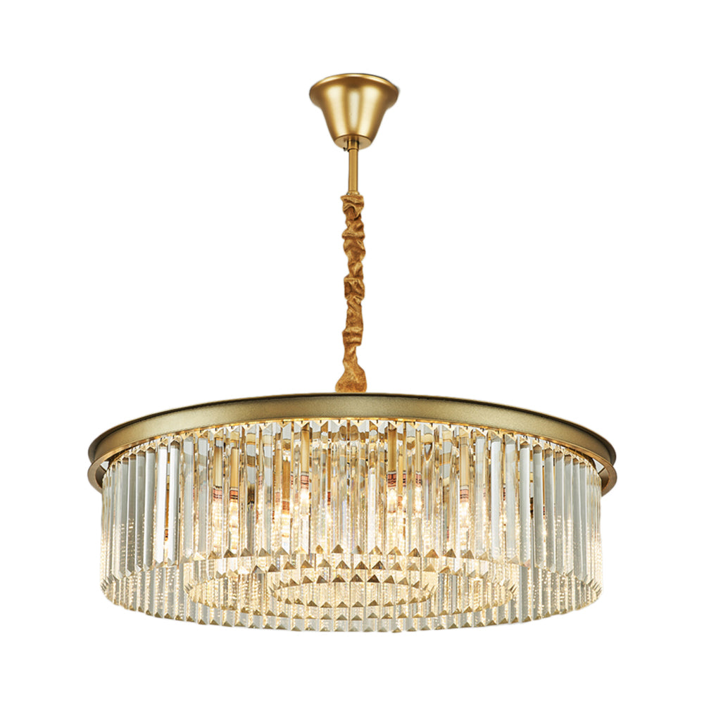 Contemporary Brass Chandelier - 6/12 Lights 19.5’’/25.5’’ Dia Flush Mount With Crystal