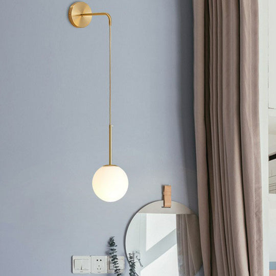 Postmodern Glass Globe Wall Lamp For Bedroom - 1-Light Mount Fixture